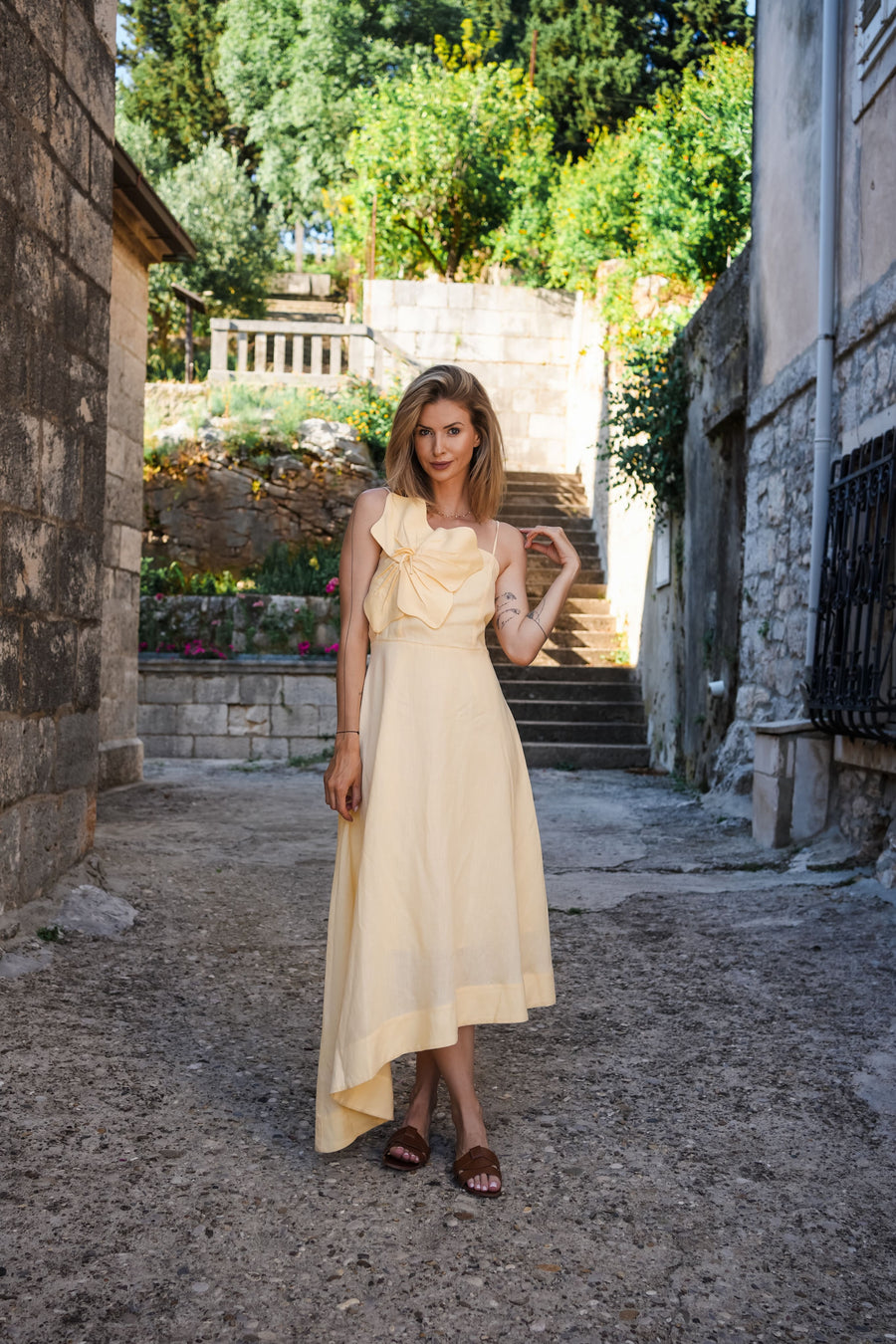 Abito midi in lino Here Comes the Sun