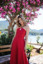 Lněné midi šaty Cherry Trouble