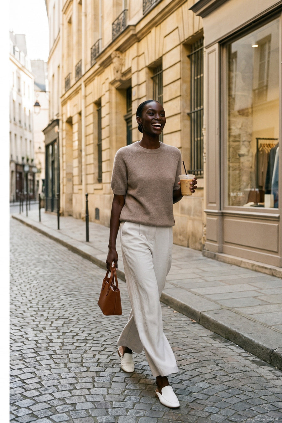 Soft Cappuccino Short Sleeve Sweater