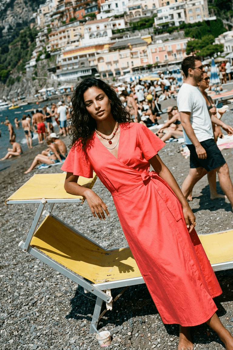 Rosso Riviera Midikleid
