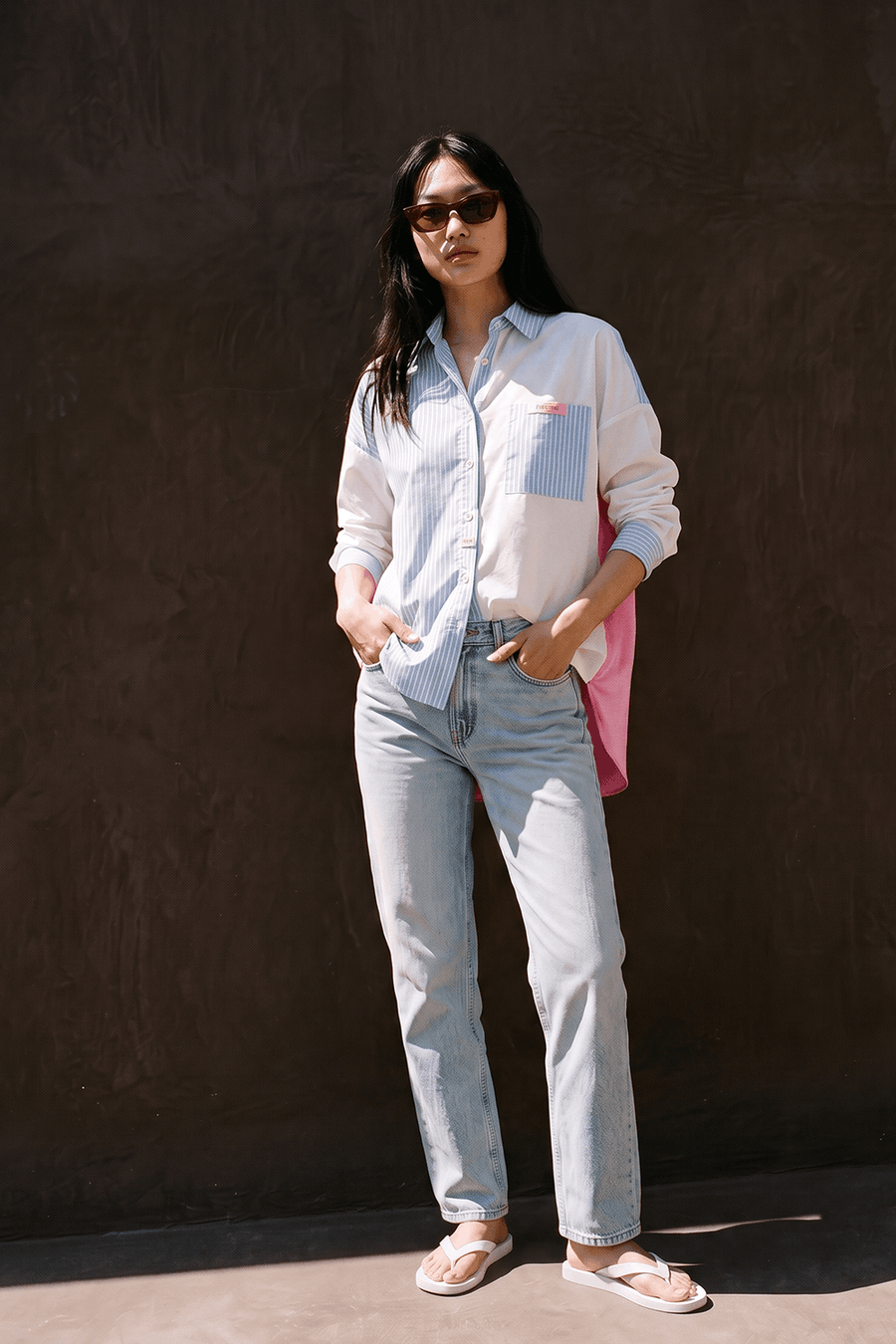 Fresh Attitude's blended fabric shirt