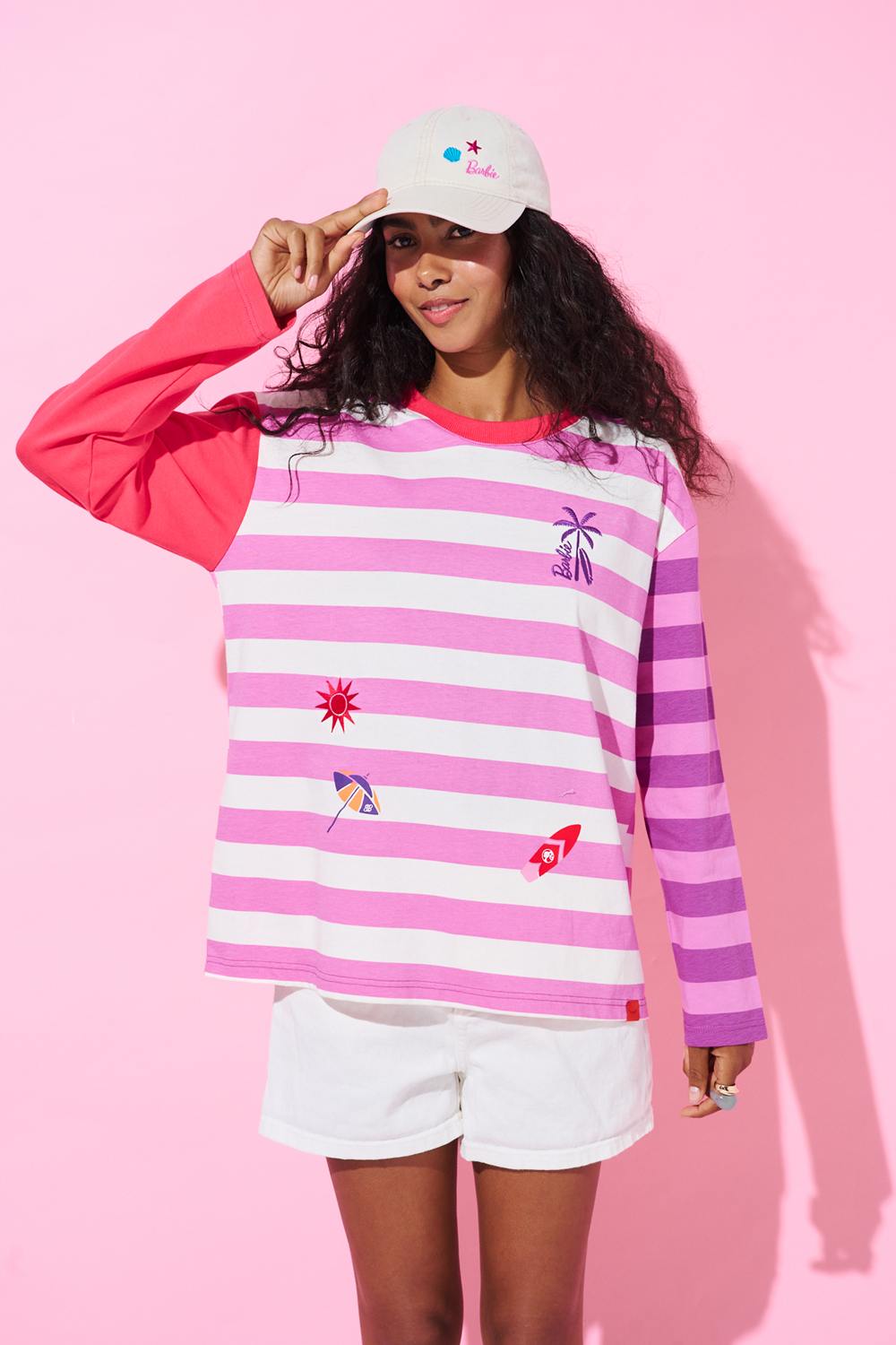 Pruhované tričko s dlouhým rukávem — look Barbie Coastal Life