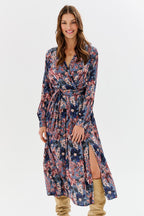 Rochie lungă The Frozen Lilly cu talie accentuată