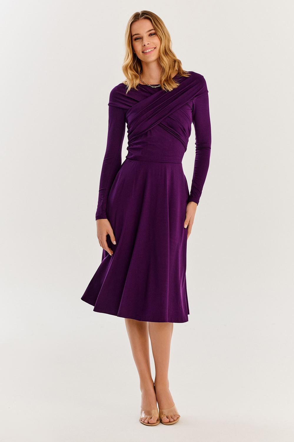 Purple Rain infinity midi dress with long sleeves