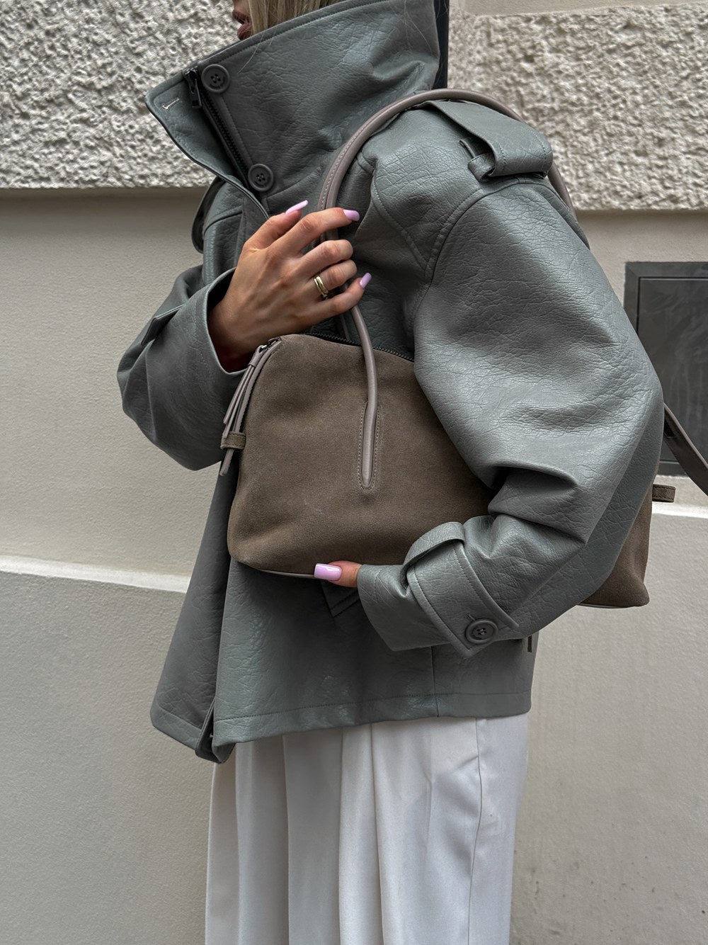 Borsa a mano in pelle scamosciata Full Swing
