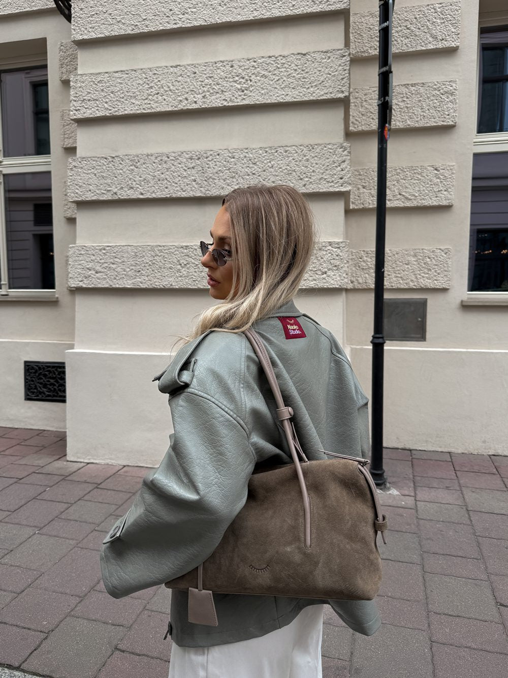 Borsa a mano in pelle scamosciata Full Swing