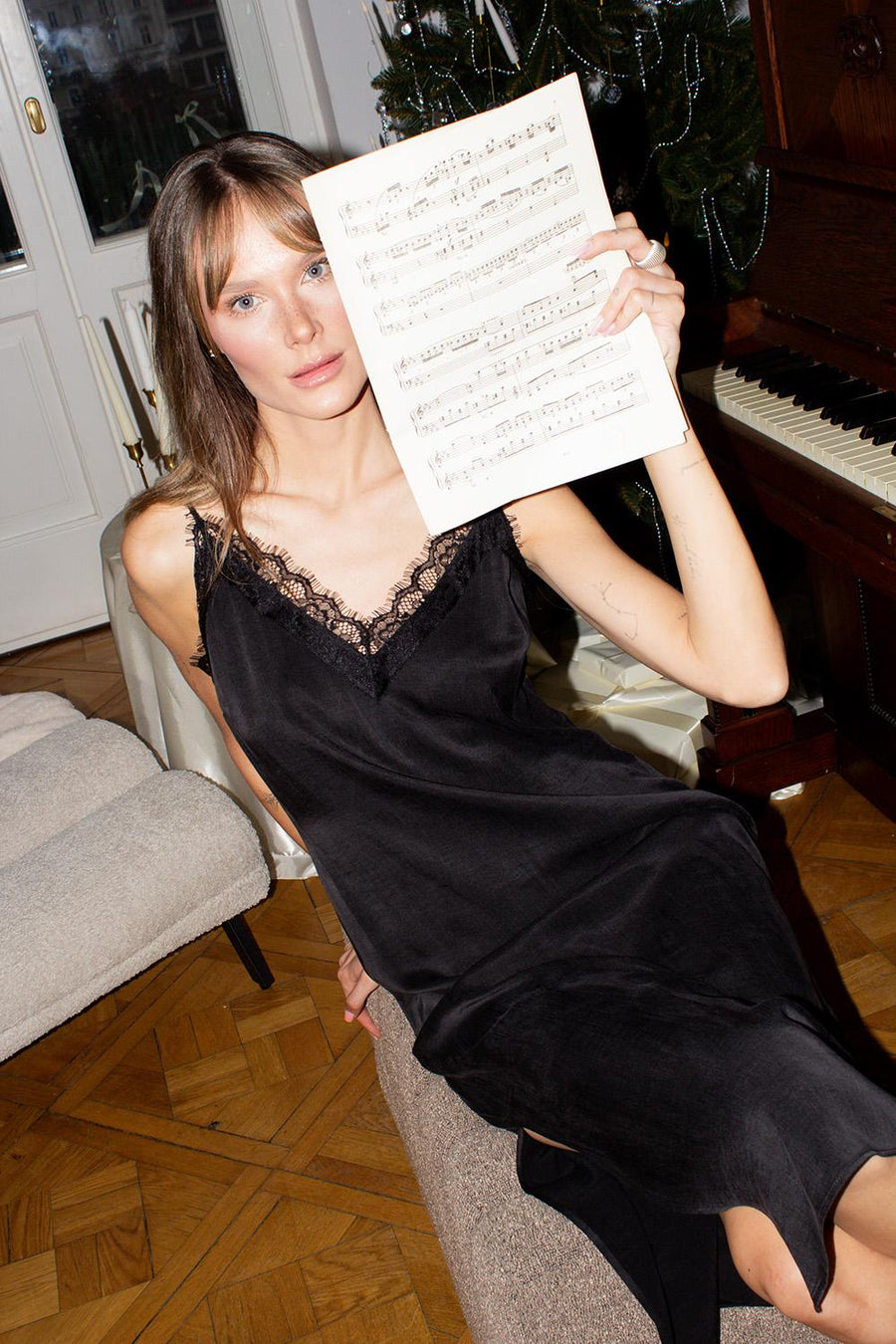 Abito midi in pizzo Notturna