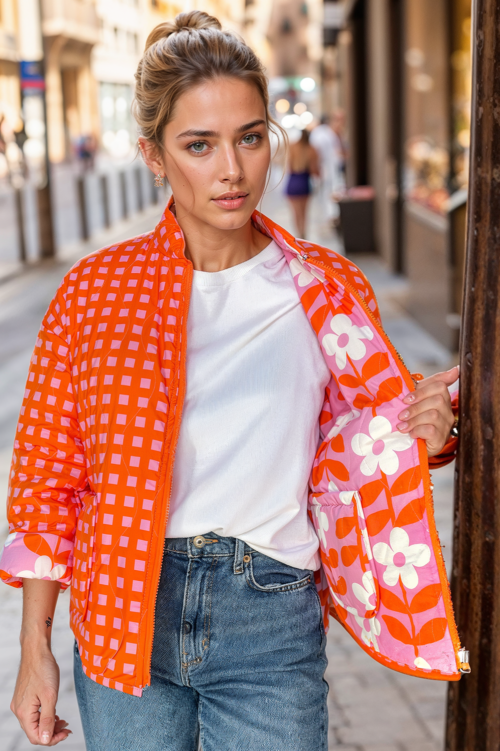 Peachy Bloom double-sided jacket