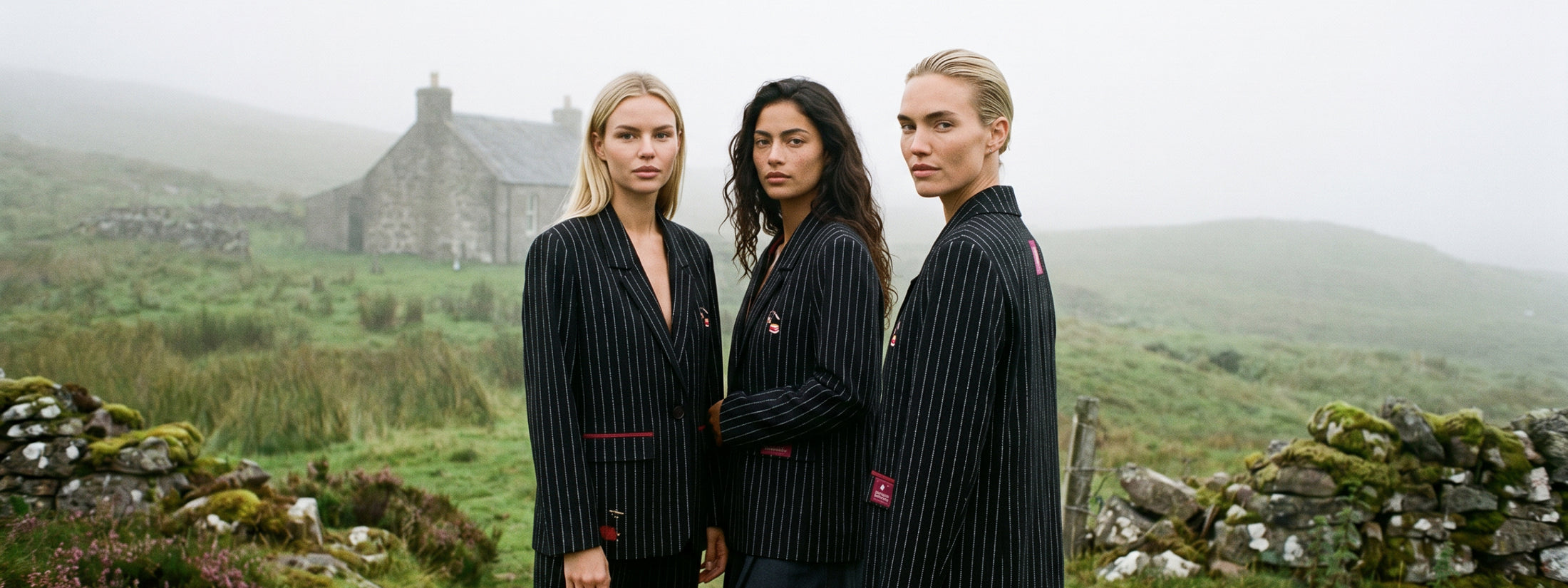 Naoko Studio x Harry Potter — three models in blazers in the fog