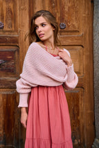 Eisige Himbeer Multiway-Strickjacke