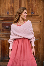 Eisige Himbeer Multiway-Strickjacke