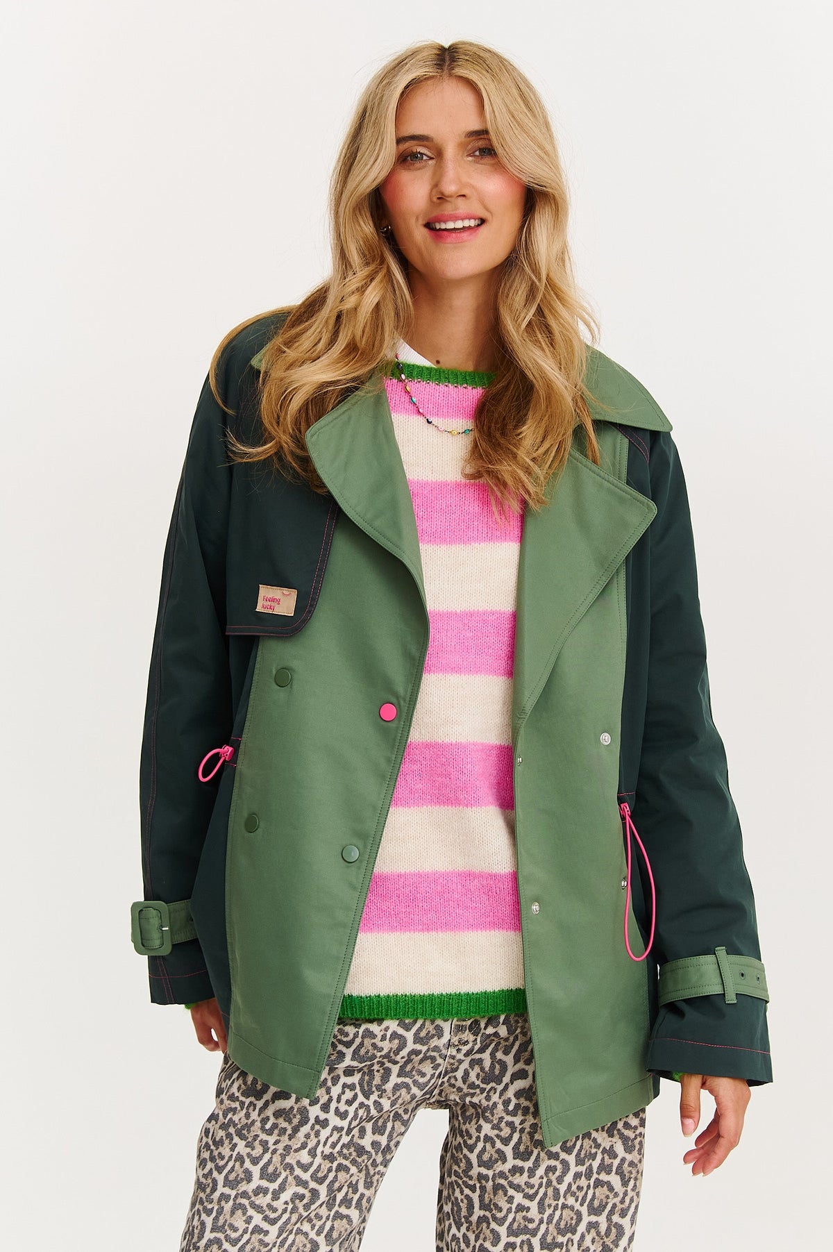 Bubble Mint kurzer Trenchcoat