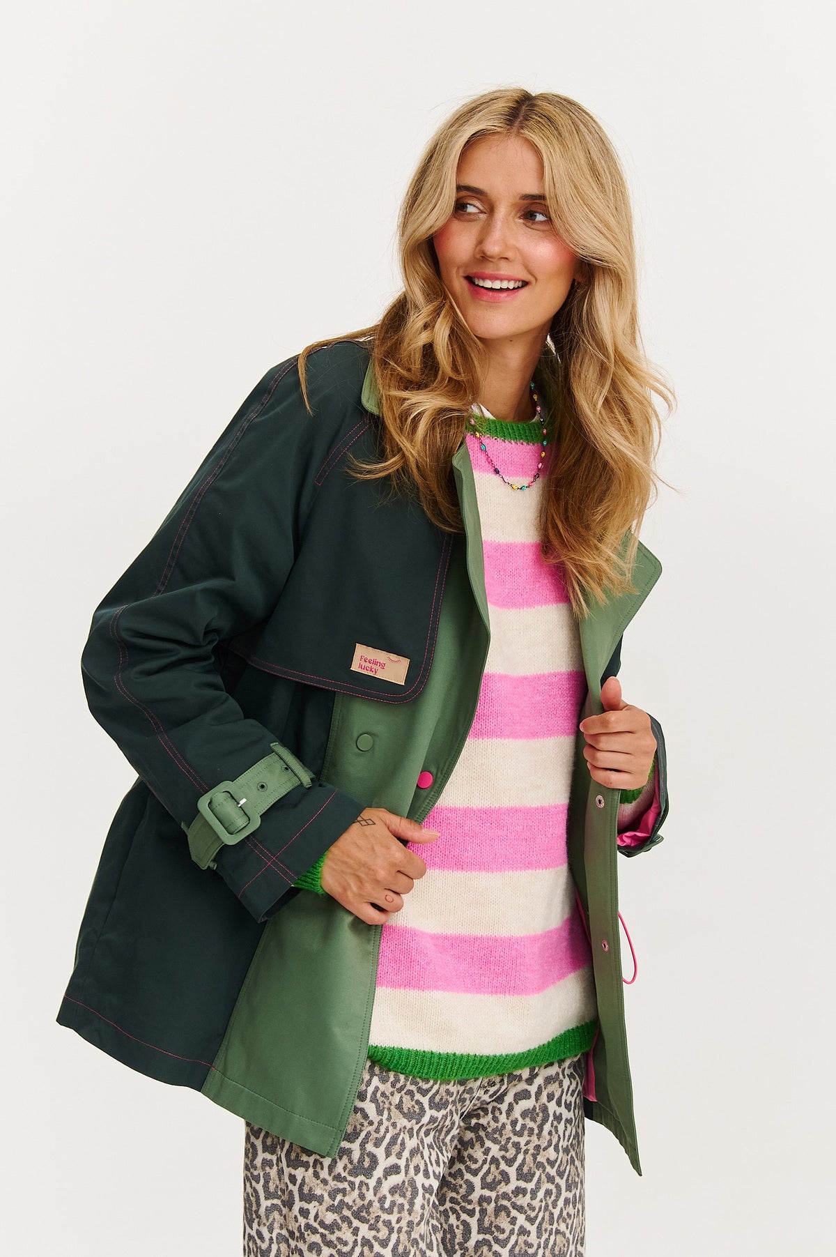 Bubble Mint kurzer Trenchcoat