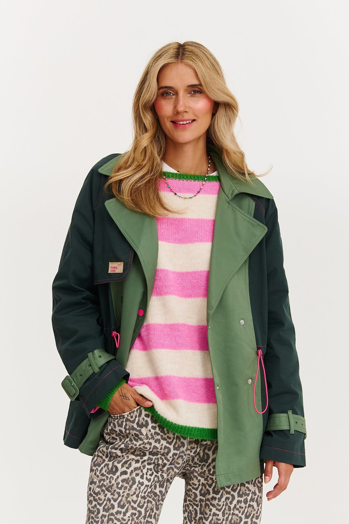 Bubble Mint kurzer Trenchcoat