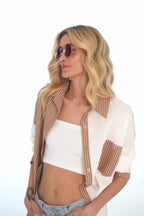 Overhemd van gecombineerde materialen Desert Blush