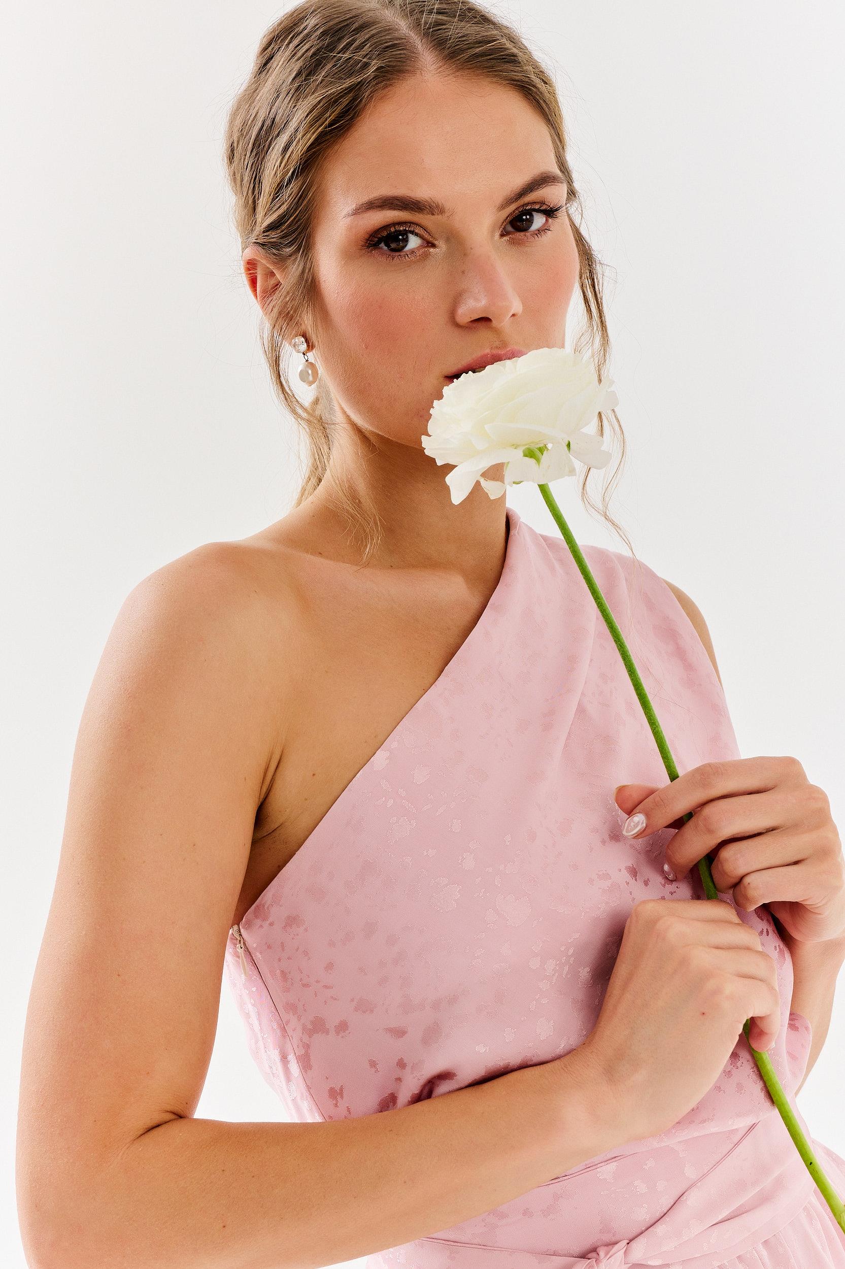 Blush Blossom asymmetrical dress