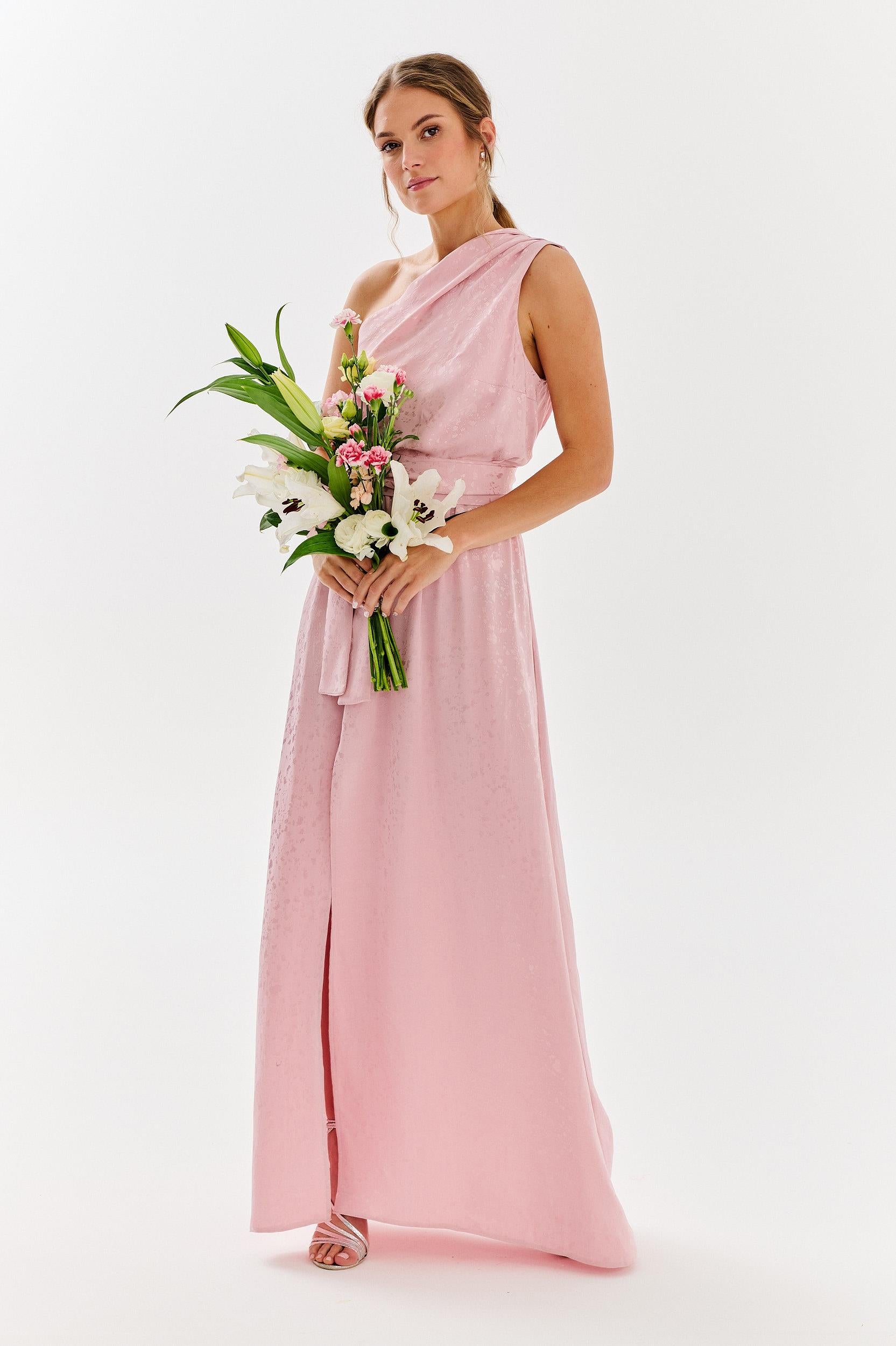 Blush Blossom asymmetrical dress