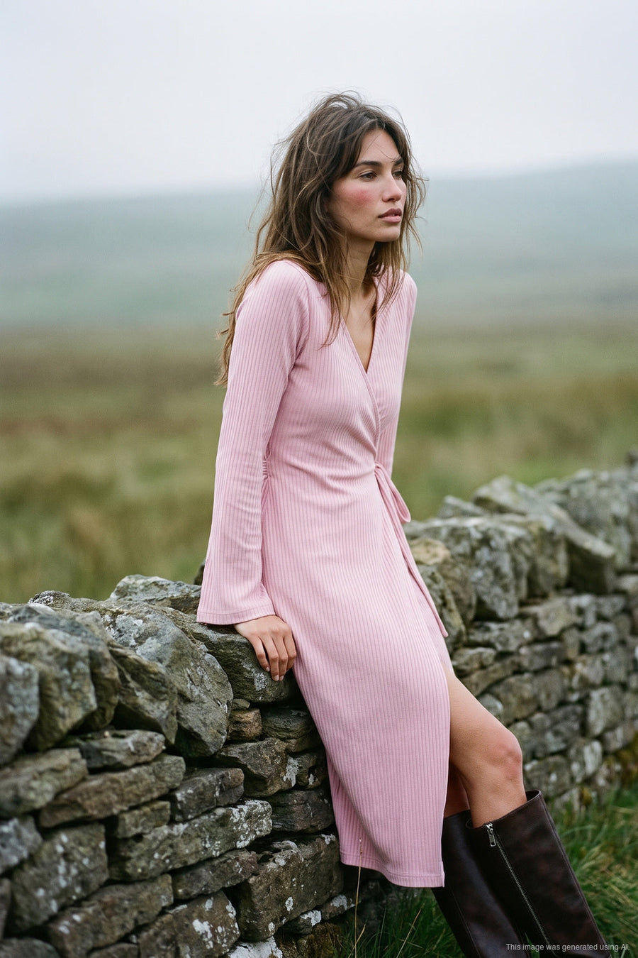 Gentle Blush Knit Midi Dress