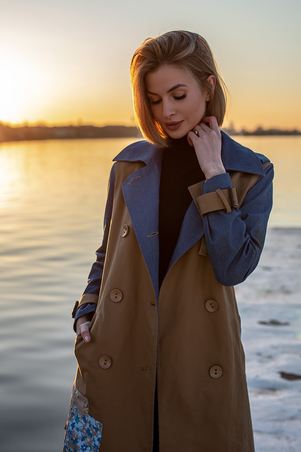 Blue Moon klassischer Trenchcoat