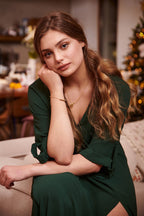 Rochie lungă Emerald Dream cu legare