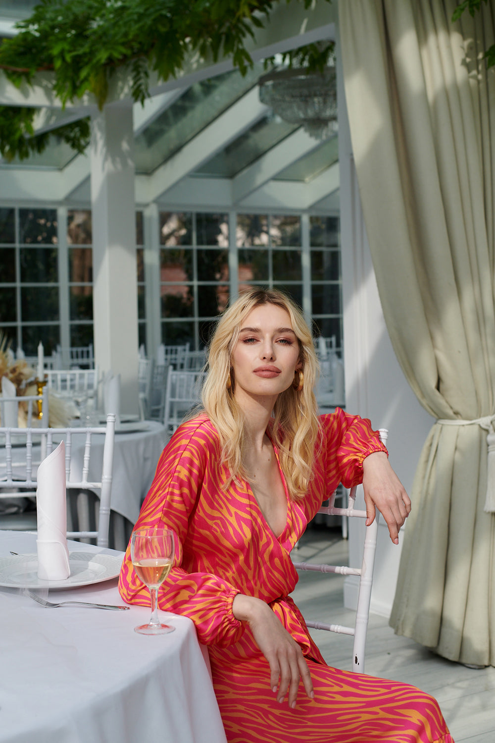 Magenta Sunset frill dress