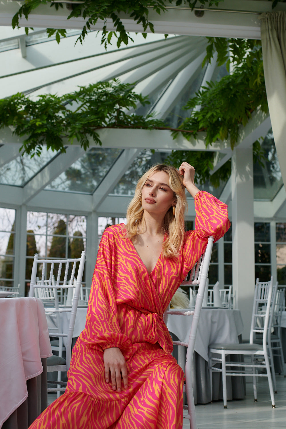 Magenta Sunset frill dress