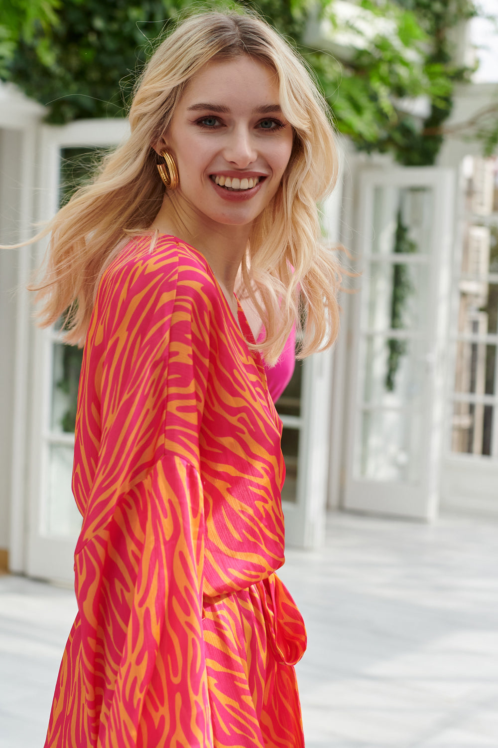 Magenta Sunset frill dress