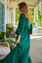 Rochie lungă Emerald Dream cu legare