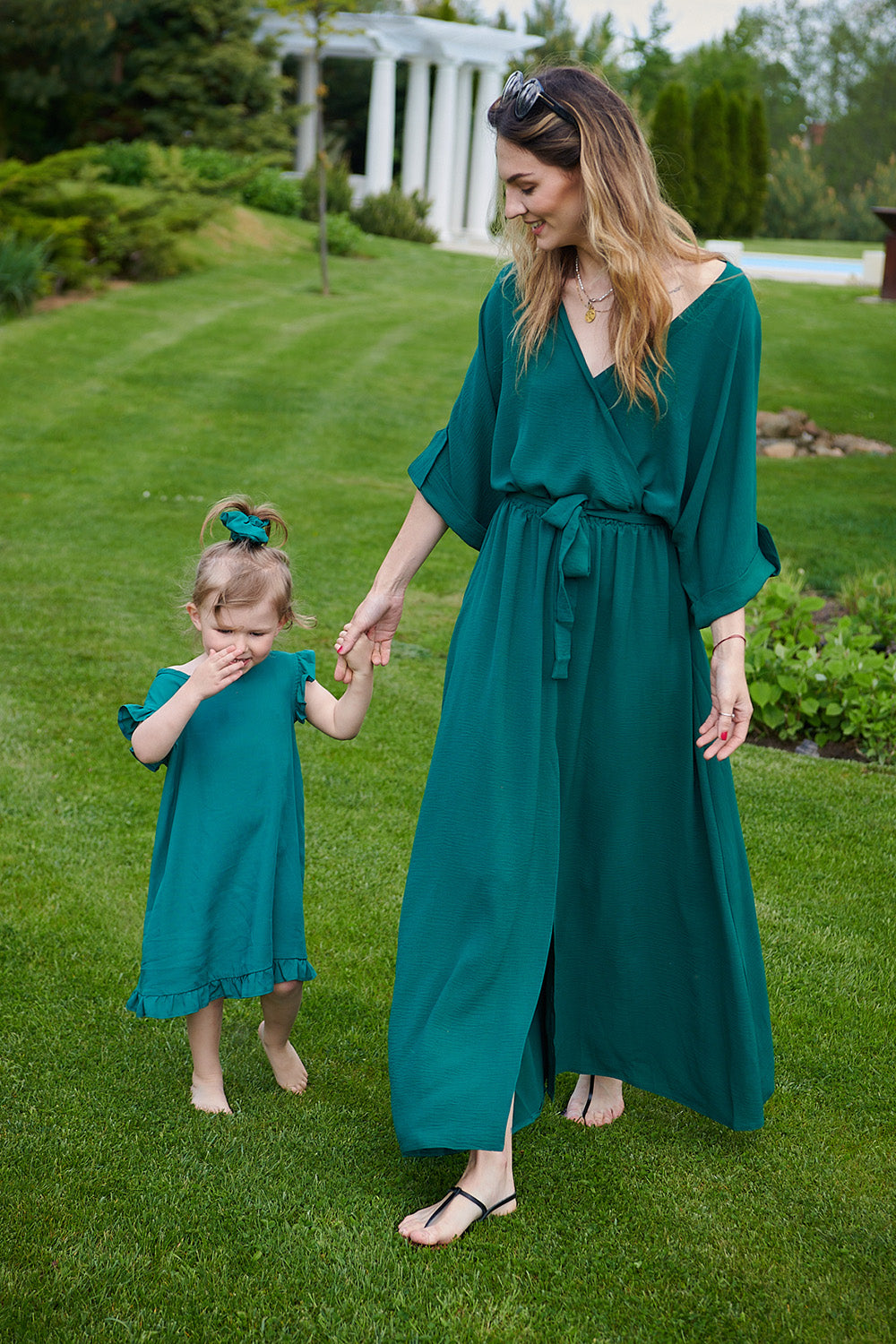 Rochie lungă Emerald Dream cu legare