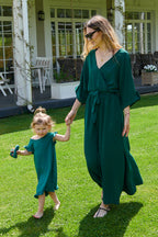 Rochie lungă Emerald Dream cu legare