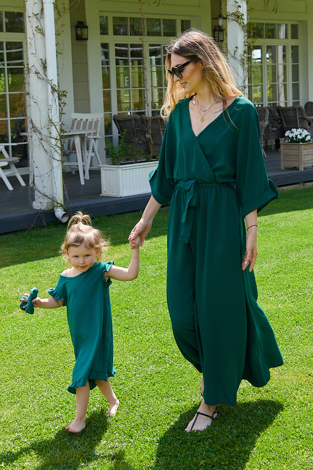 Rochie lungă Emerald Dream cu legare