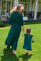 Rochie lungă Emerald Dream cu legare