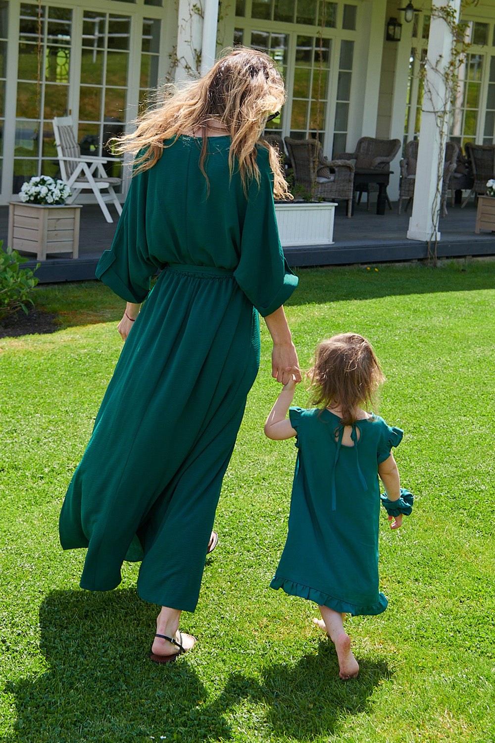 Rochie lungă Emerald Dream cu legare