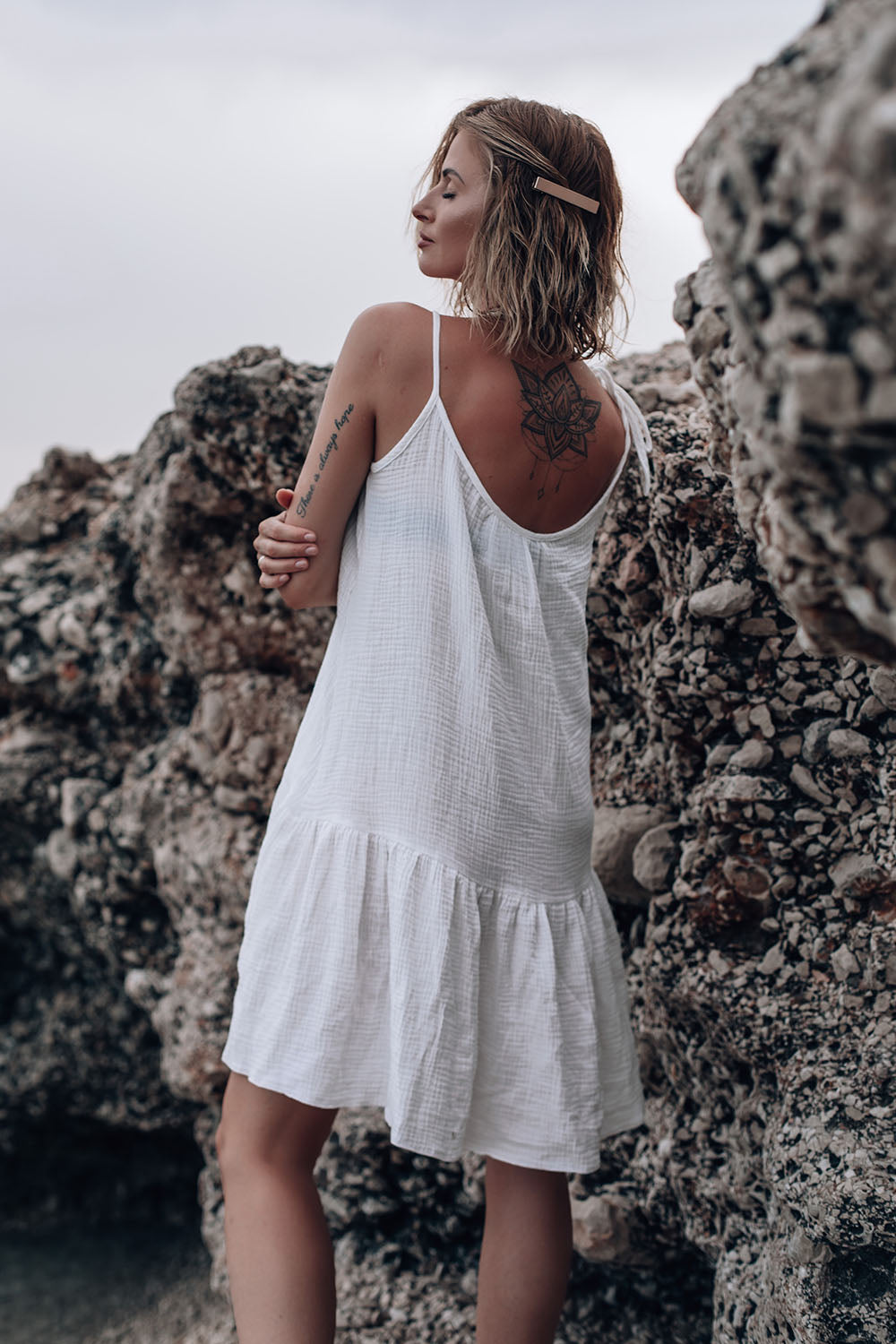 Summer Snowflake short dress with straps