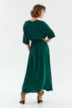 Rochie lungă Emerald Dream cu legare