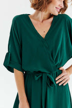 Rochie lungă Emerald Dream cu legare