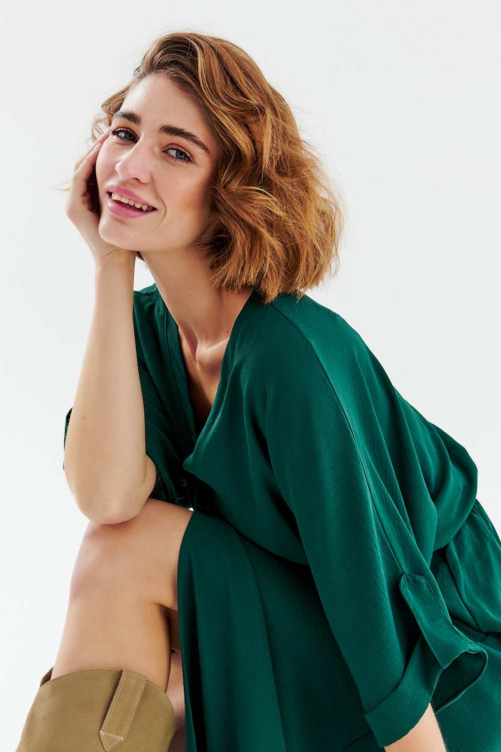 Rochie lungă Emerald Dream cu legare