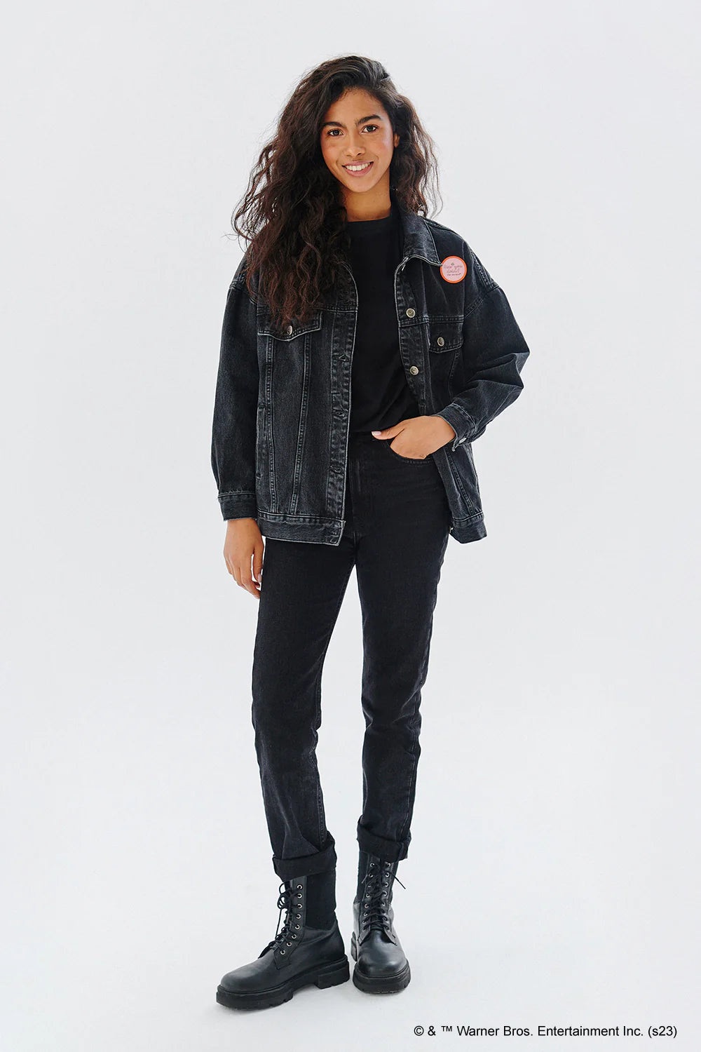 Black denim jacket in store hotsell