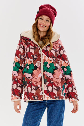 Creamy Flowers double-sided insulated jacket