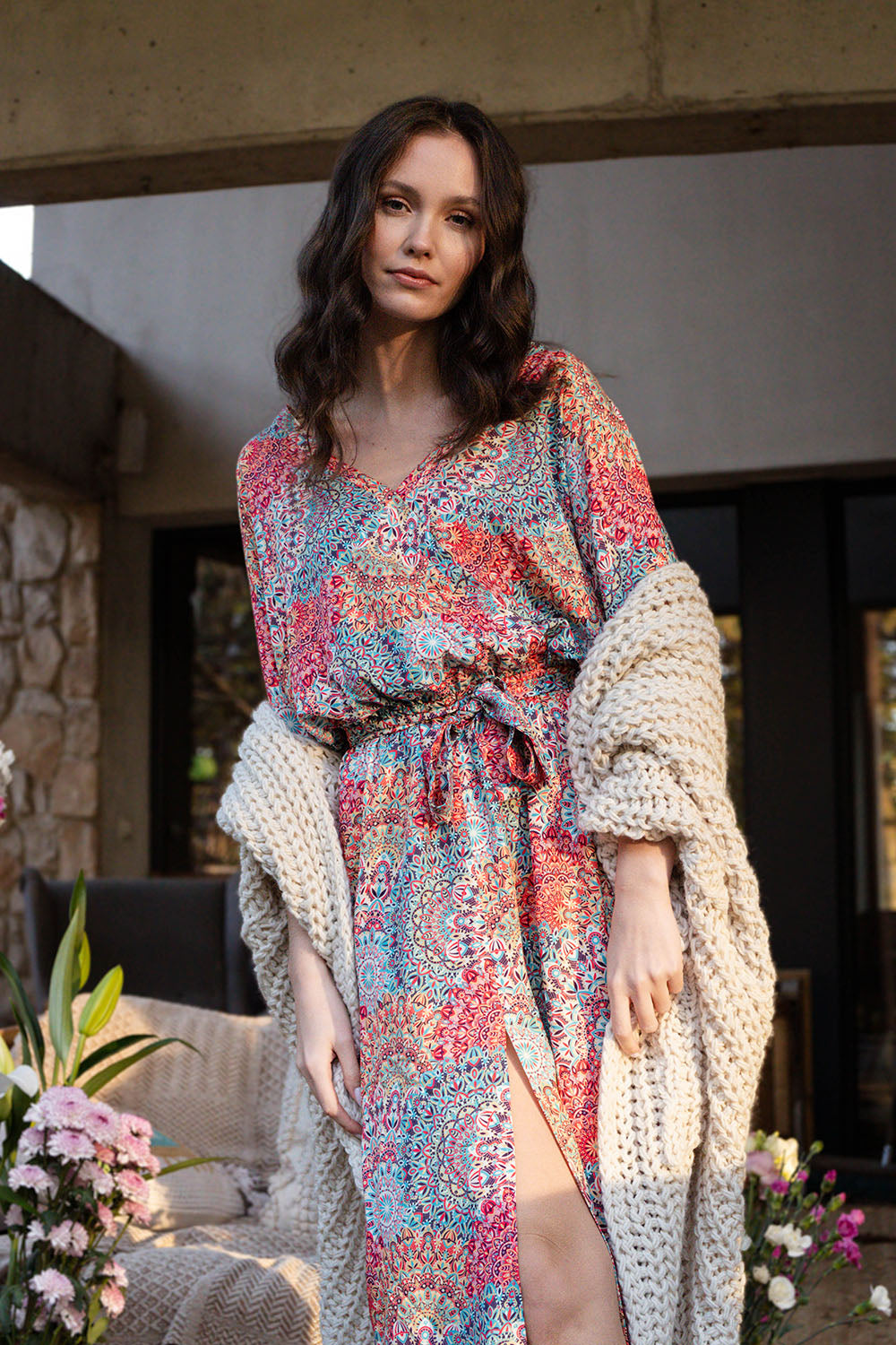 Sjana long dress with binding