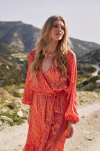 Magenta Sunset frill dress