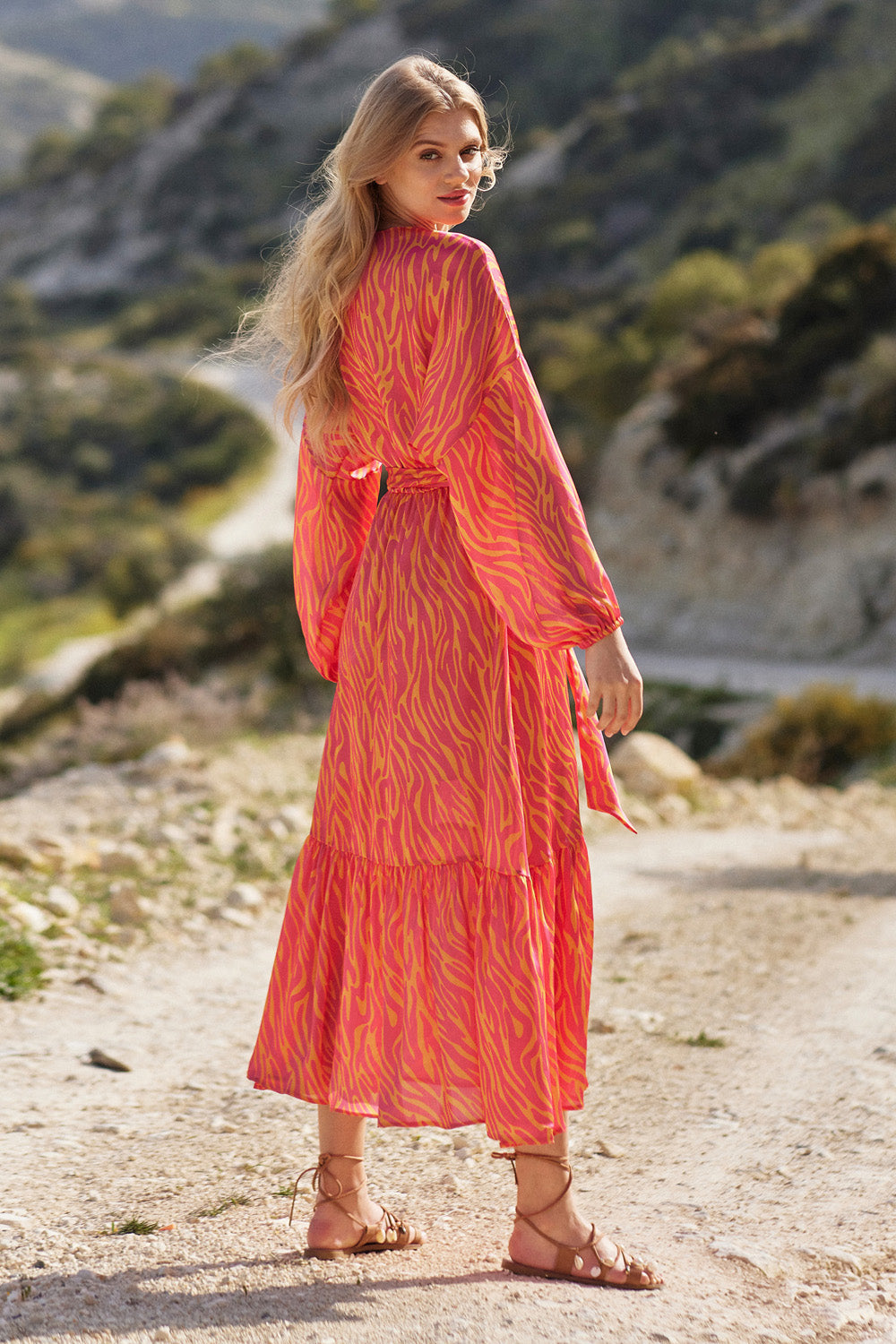 Magenta Sunset frill dress