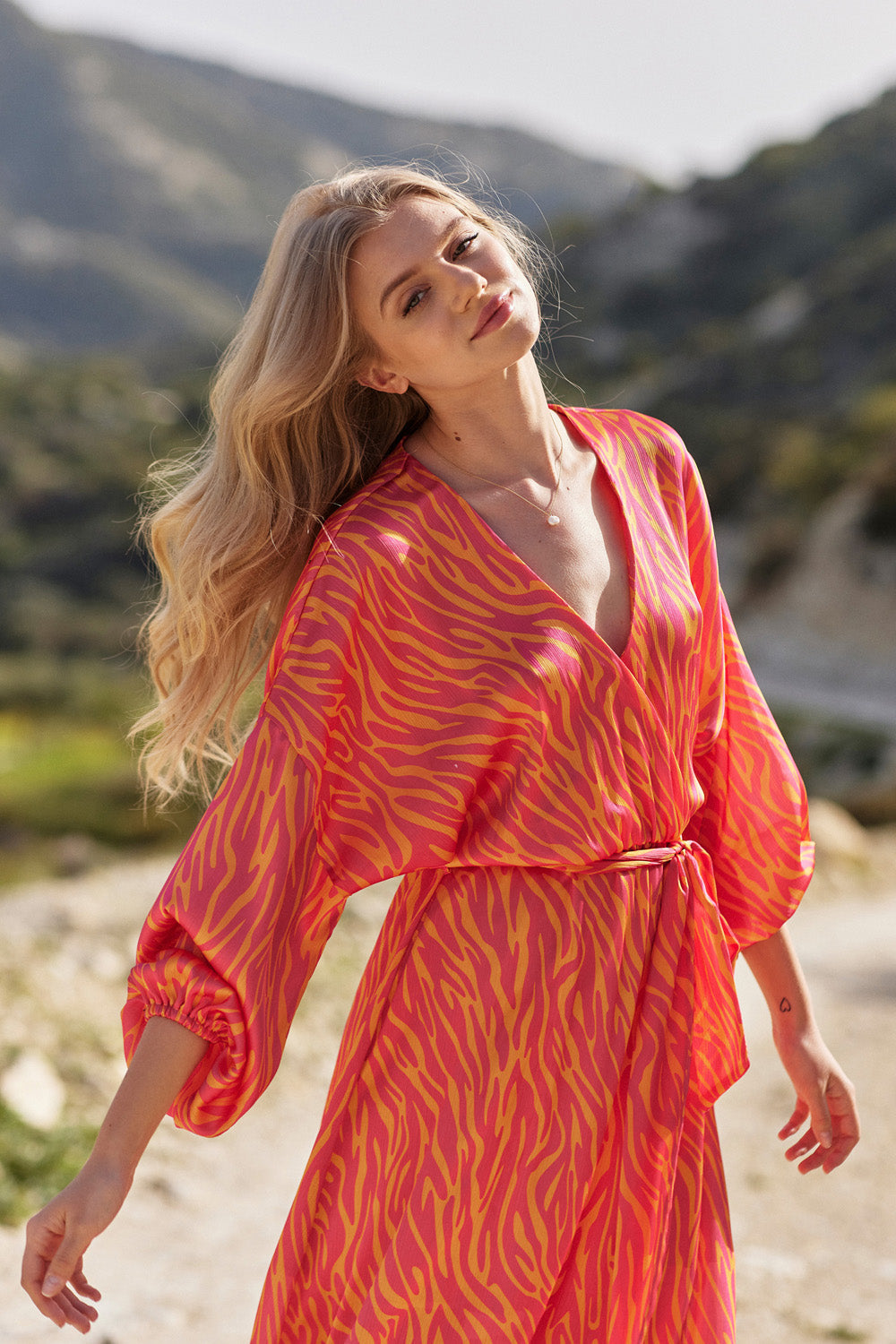 Magenta Sunset frill dress