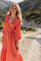 Magenta Sunset frill dress