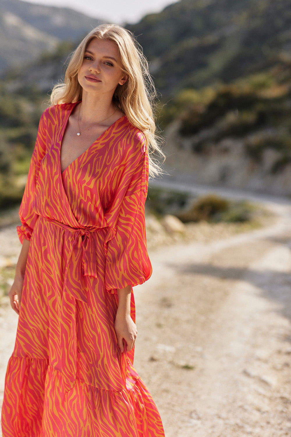Magenta Sunset frill dress