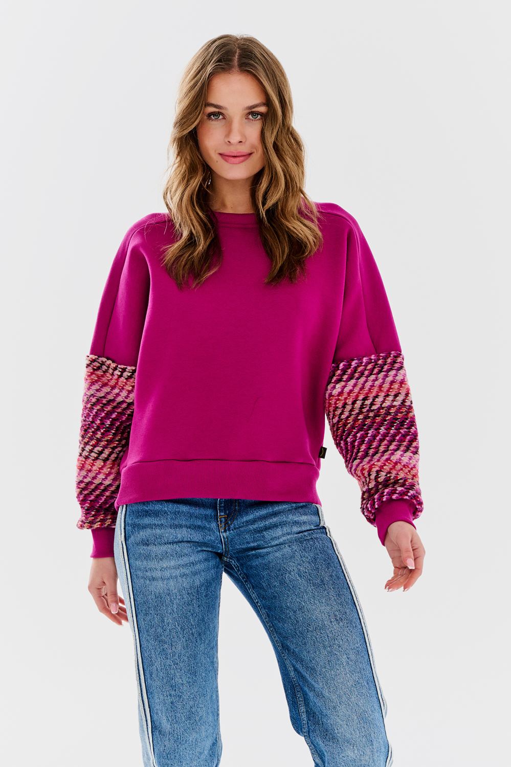 Unspoken combined fabric sweatshirt